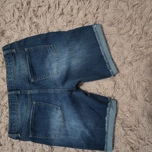 SO Women's Dark Wash Distressed Bermuda Shorts - Picture 2 of 8